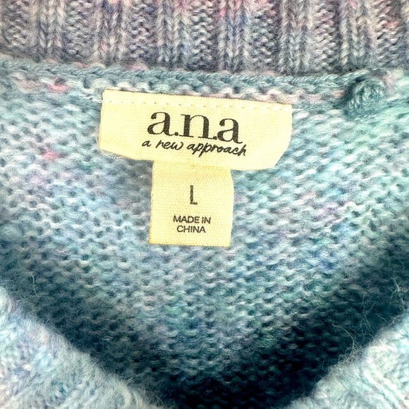 a.n.a‎ Women's Size L Long Sleeve V-Neck Color Block Chain Knit Sweater - Picture 14 of 15